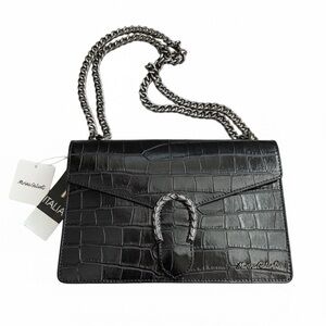 Marina Galanti Italy Reptile Embossed Leather Crossbody Shoulder Bag